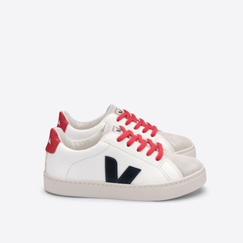 Veja Esplar Lace Chromefree Kids Trainers White/Navy/Red UK 57876